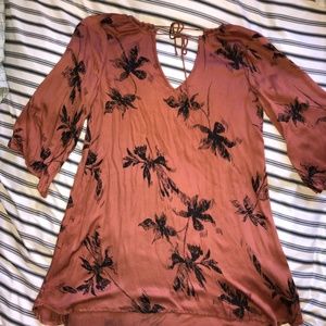 Amuse Society Orange Black Palm Tree Dress